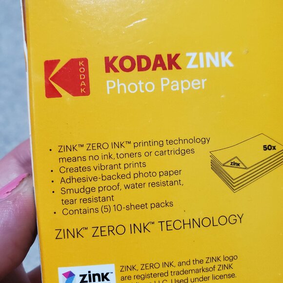 NEW KODAK Zink Photo Paper 50 Sheets 2" x 3" Zink Zero Ink Technology Unopened - Picture 6 of 14